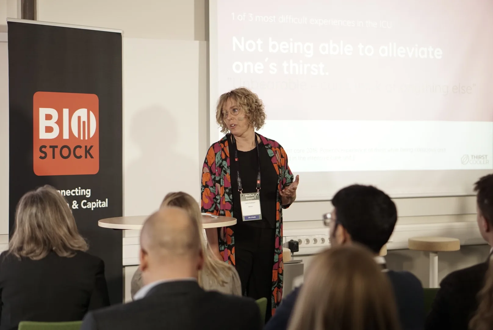 Jenny Svensson presenting Sitisolv at medtech summit 2026
